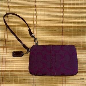 COACH Purple Wristlet with Leather Strap